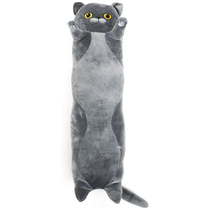 Мʼяка іграшка-обіймашка "Кіт Батон", 120 см (сірий)