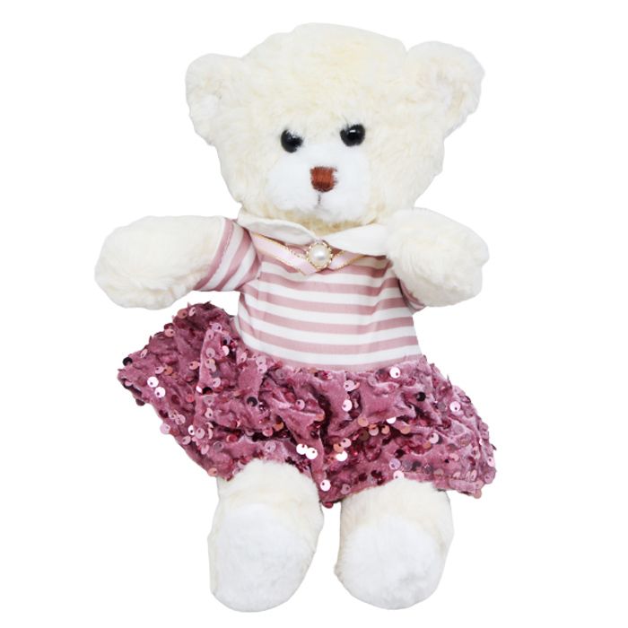 Мʼяка іграшка "Ведмедик у капюшоні" в рожевому, 30 см Вид 3
