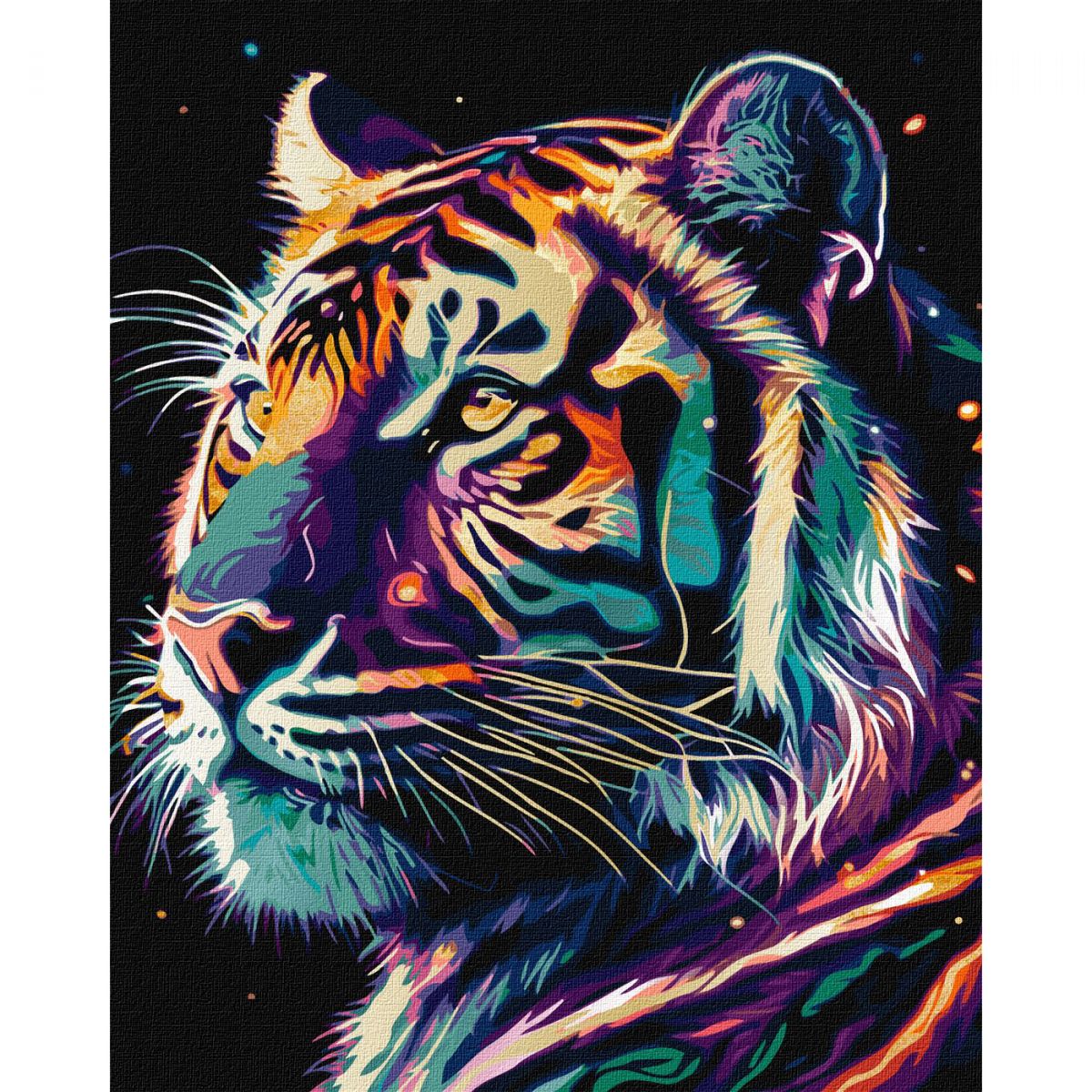 Картина за номерами з фарбами металік "Фантастичний тигр" ★★★★★