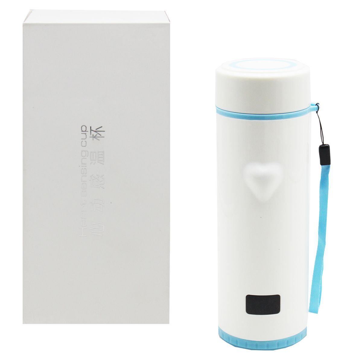 Уцінка.  Термос "Heart Sensing Cup LED" 360 мл (блакитний) Брудна упаковка, погано тримає температуру