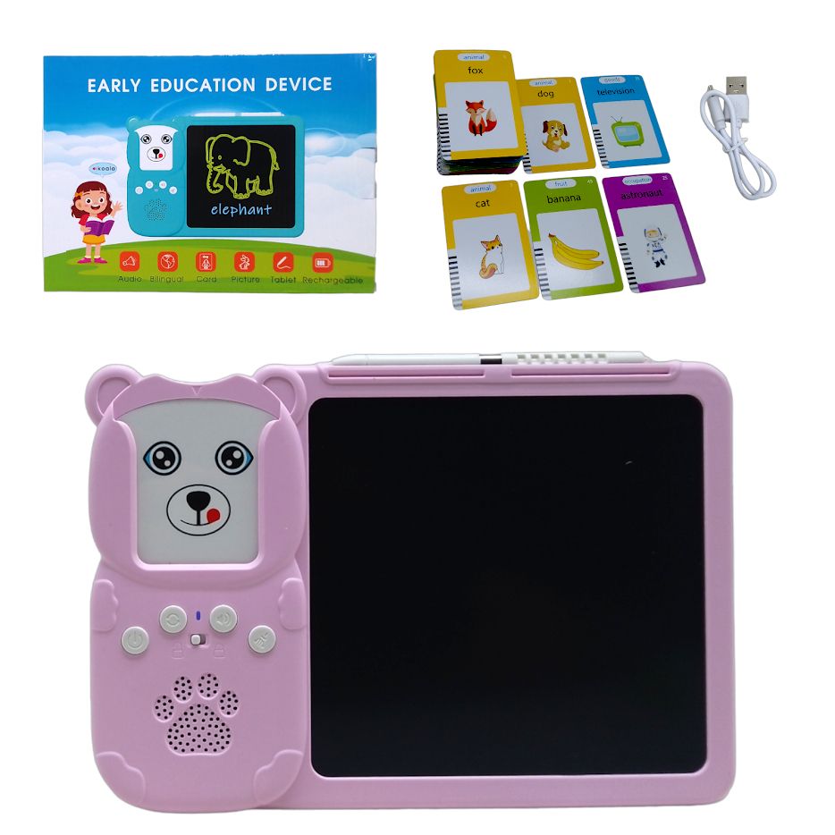 Планшет для малювання LCD Writing Tablet + озвучена абетка Монтессорі 112 карток (рожевий)