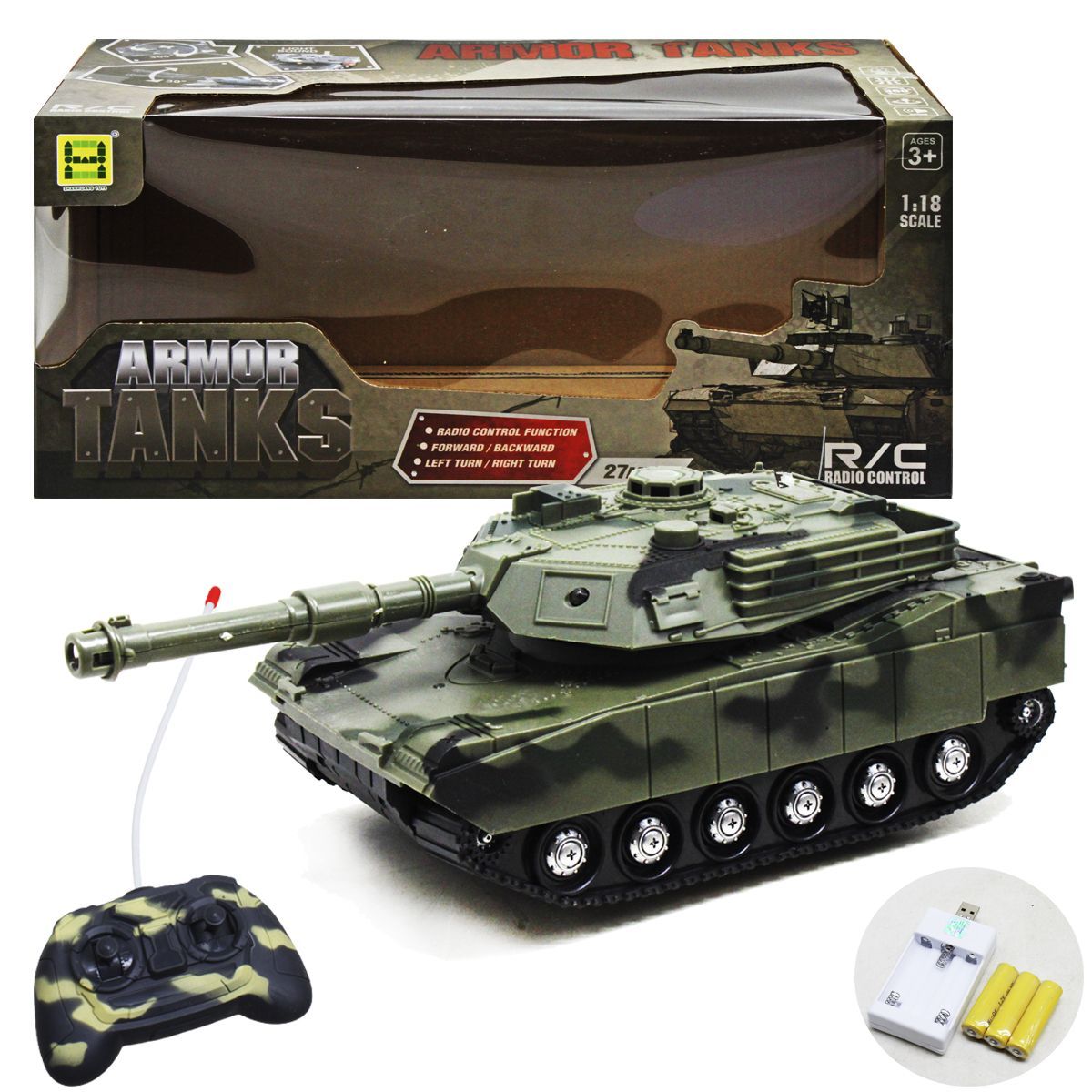 Уценка.  Танк на радиоуправлении "Armor Tanks" (зеленый) - повркждена упаковка