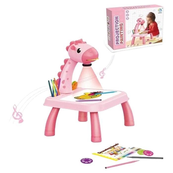 Столик с проектором "Жираф" (розовый)