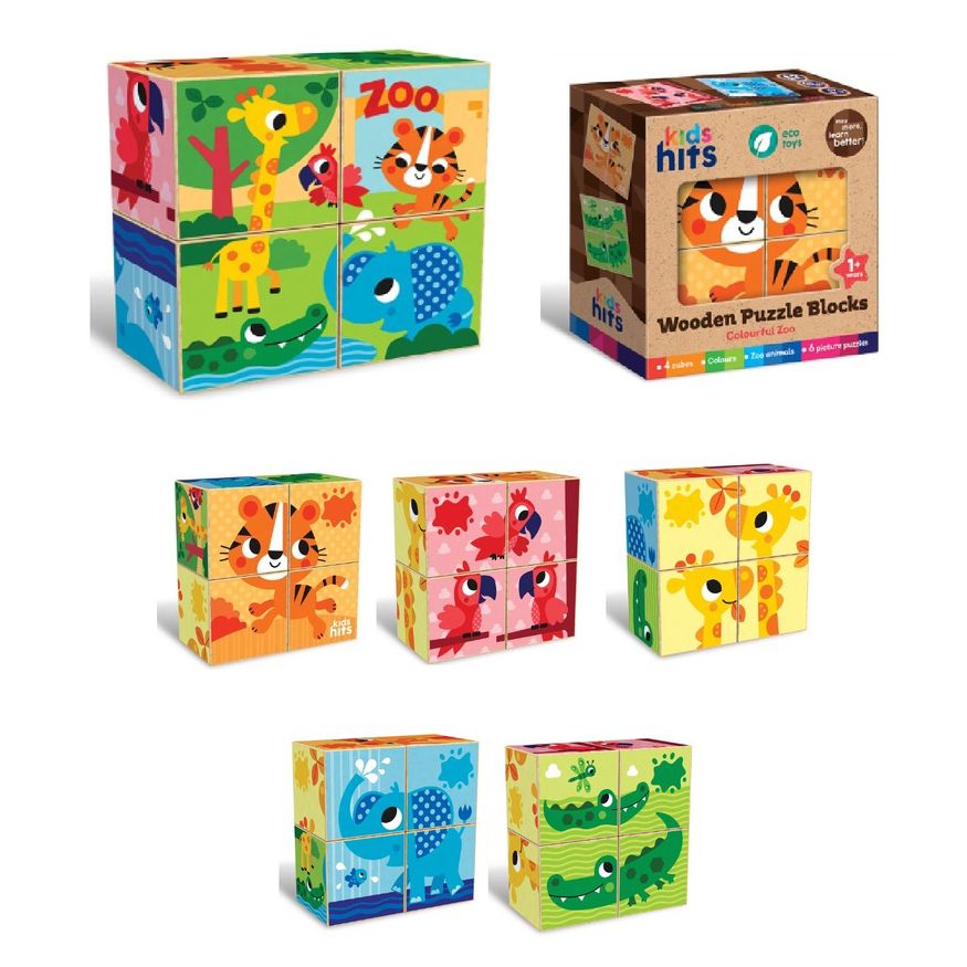 Кубики деревʼяні "Colourful Zoo" (4 шт)