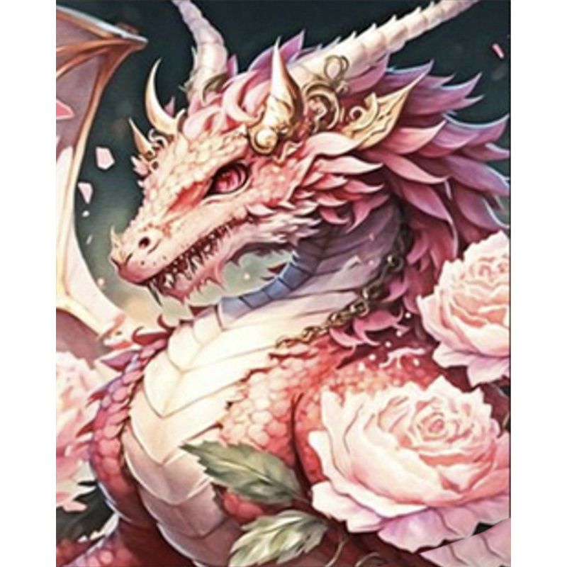 Алмазная мозаика "Цветочный дракон" 40х50 см