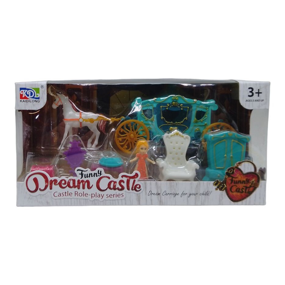 Уценка.  Игровой набор с каретой "Dream Castle" (бирзовый) - Повреждена упаковка/слюда