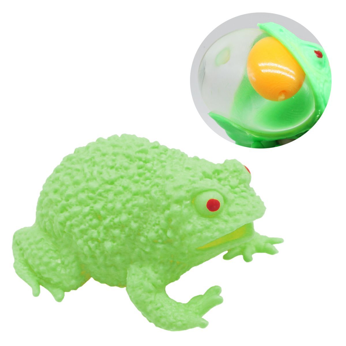 Уцінка.  Іграшка-антистрес "Жабка з яйцем", зелений примята