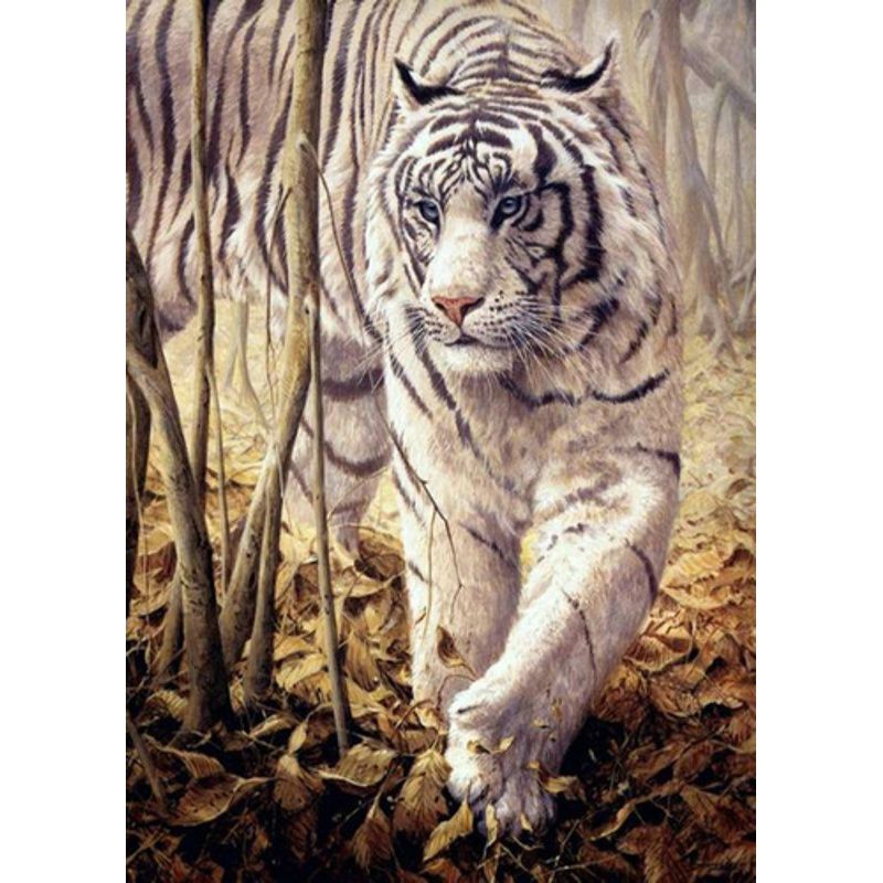 Алмазна мозаїка, без підрамника "Білий тигр" 30х40 см