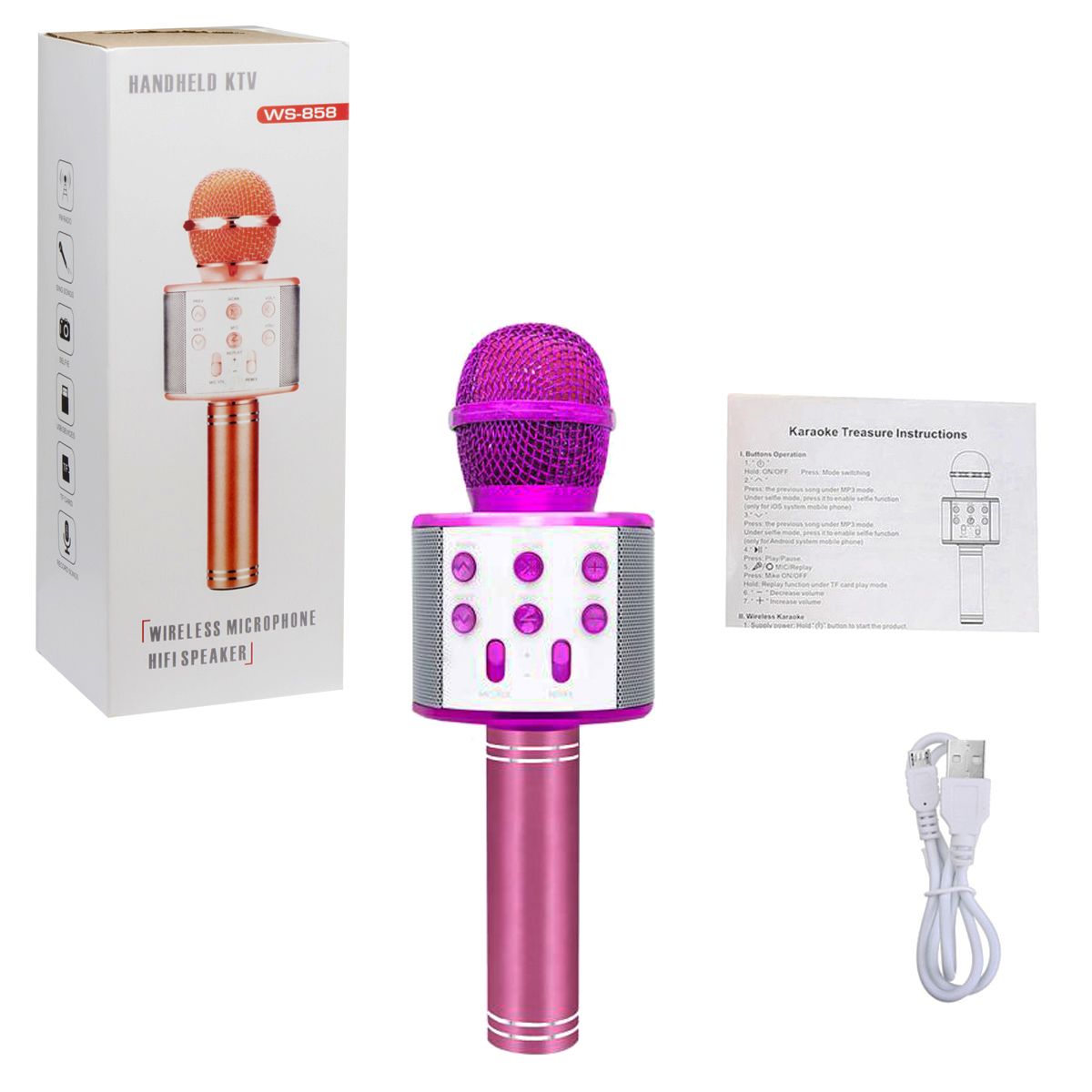 Уцінка.  Безпровідний мікрофон-караоке (рожевий) - Пошкоджена упаковка\не товарний вигляд