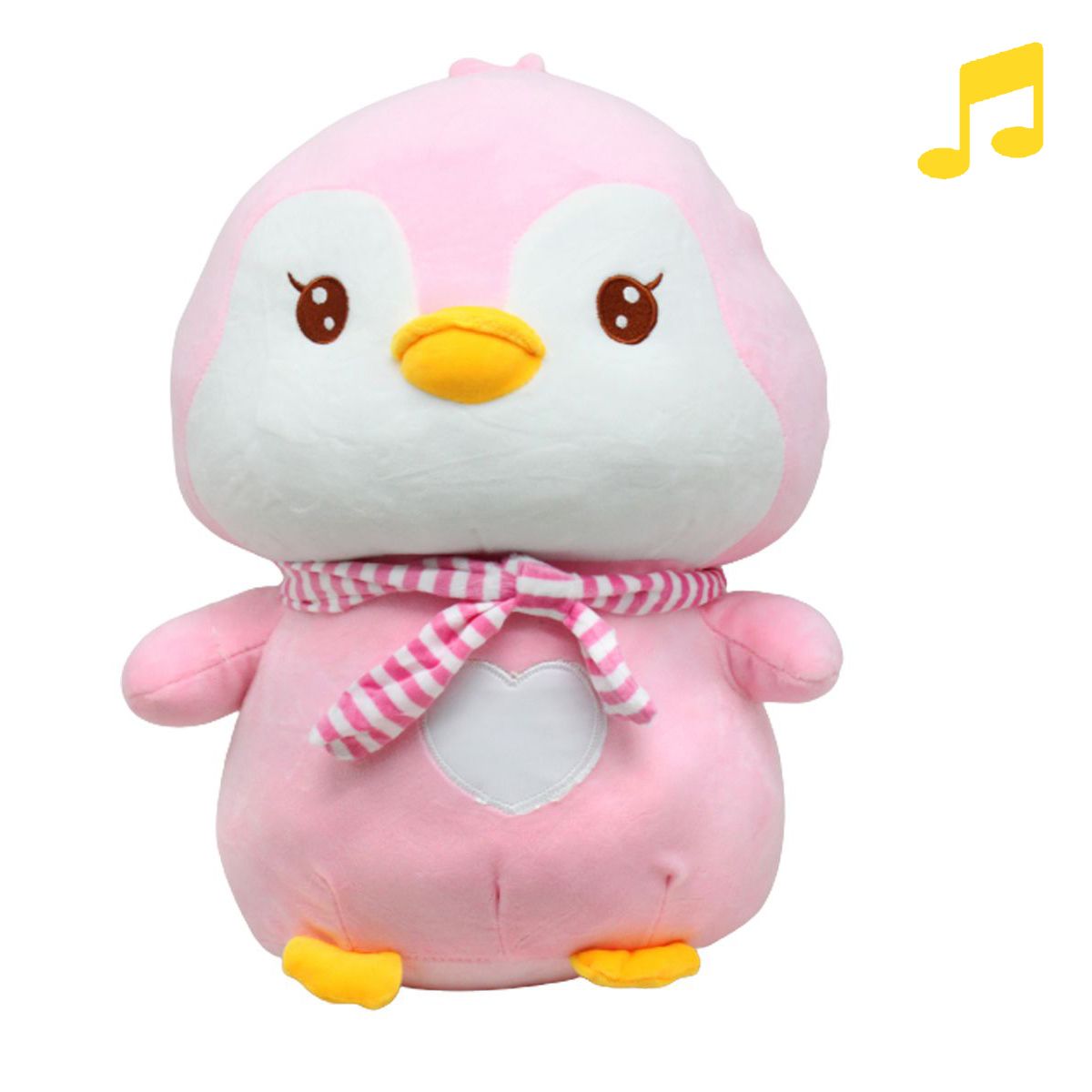 Мʼяка іграшка "Пінгвін Айсі", 40 см, музичний, рожевий (укр)