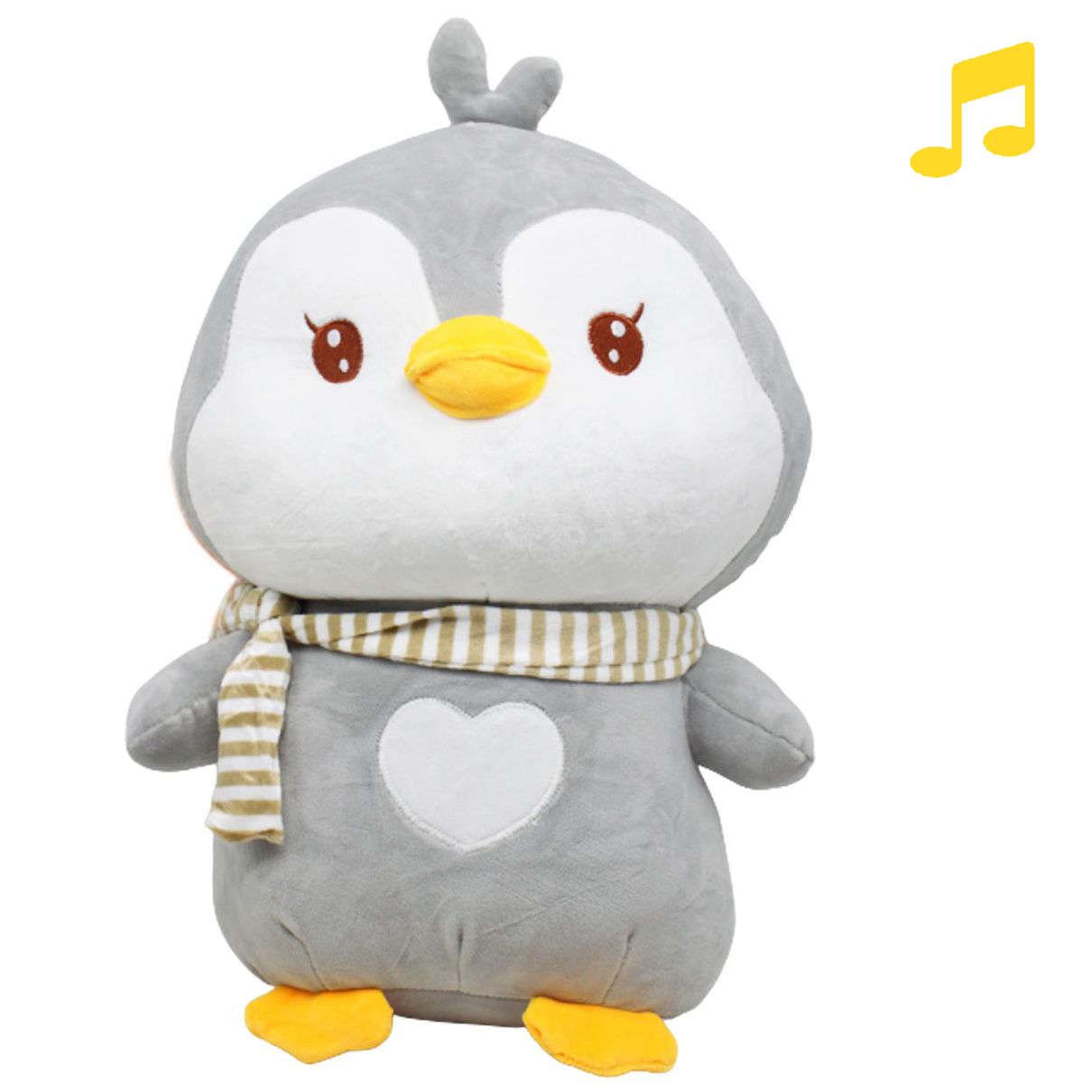 Мʼяка іграшка "Пінгвін Айсі", 40 см, музичний, сірий (укр)