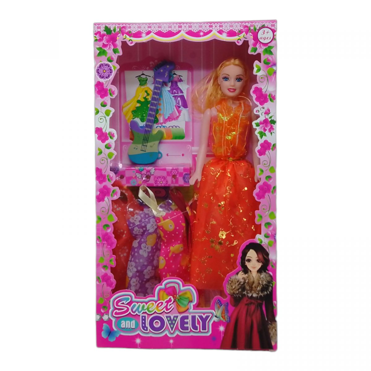 Кукла "Sweet and lovely", оранжевое платье