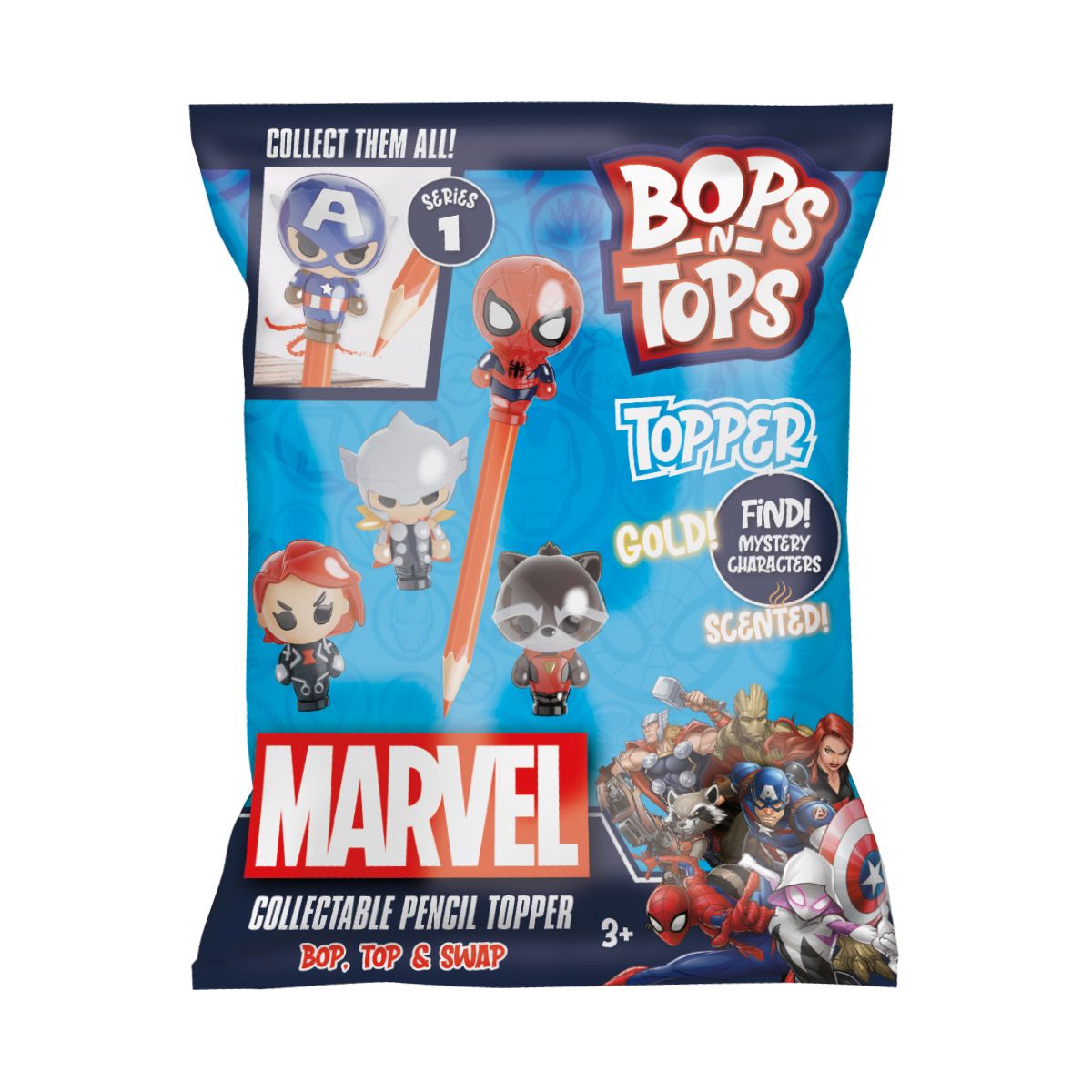 Фигурка-топпер для карандаша "Bops n tops: Marvel"