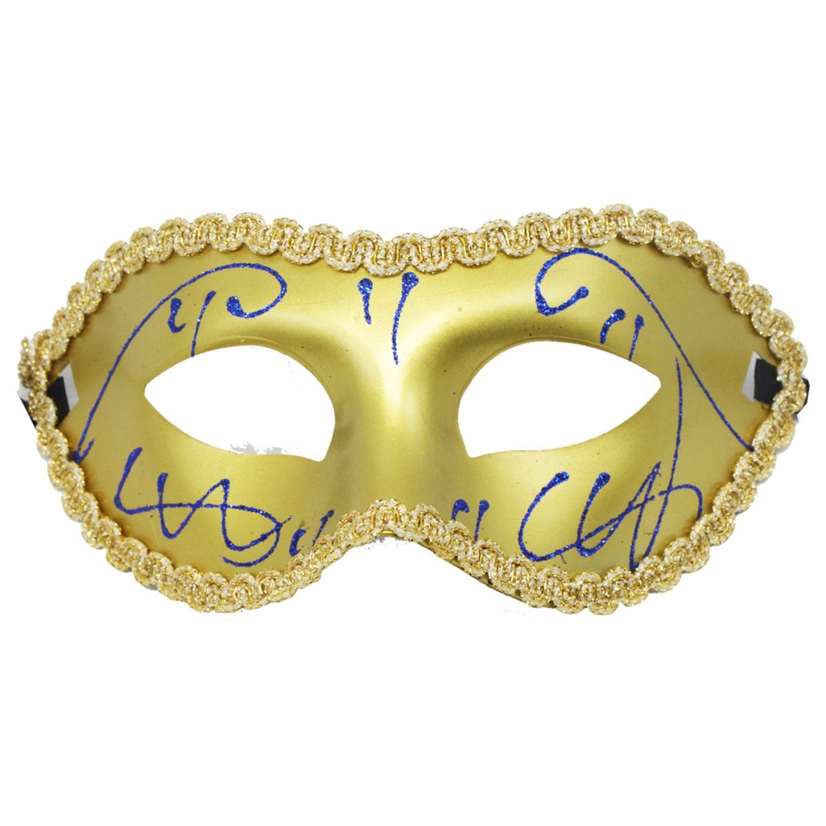 Уценка.  Карнавальная маска с кружевом, золотая - Сели батарейки