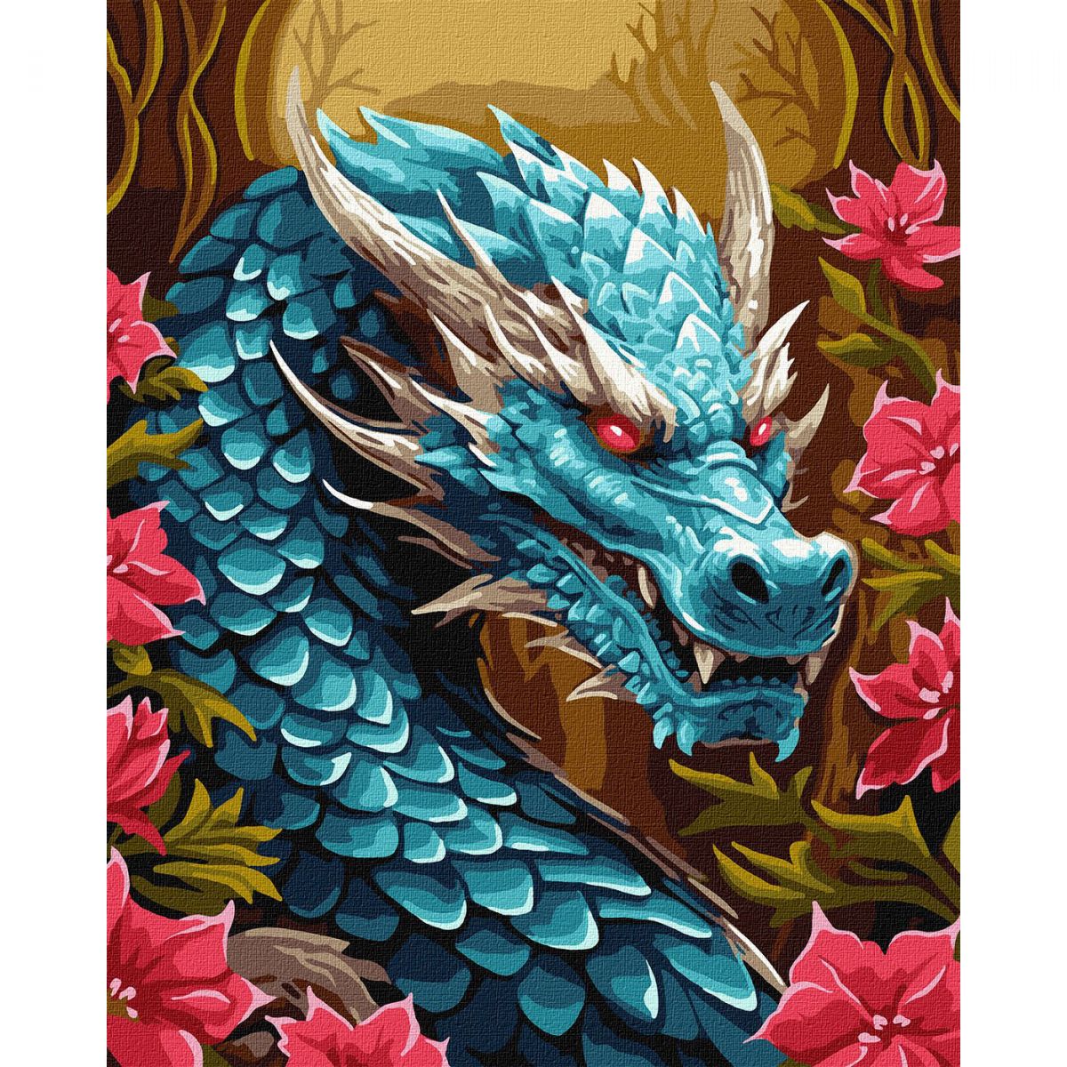 Картина по номерам с красками металлик "Могучий дракон"