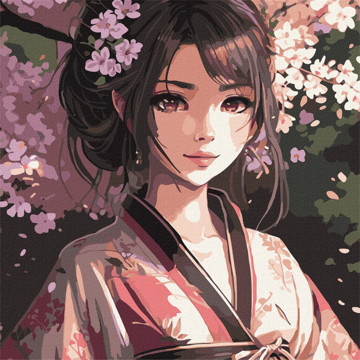 Картина за номерами "Аніме.  Цвітіння сакури"