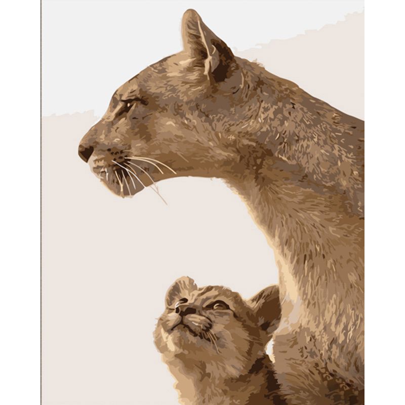 Картина по номерам "Мать львица с детенышем" ★★★