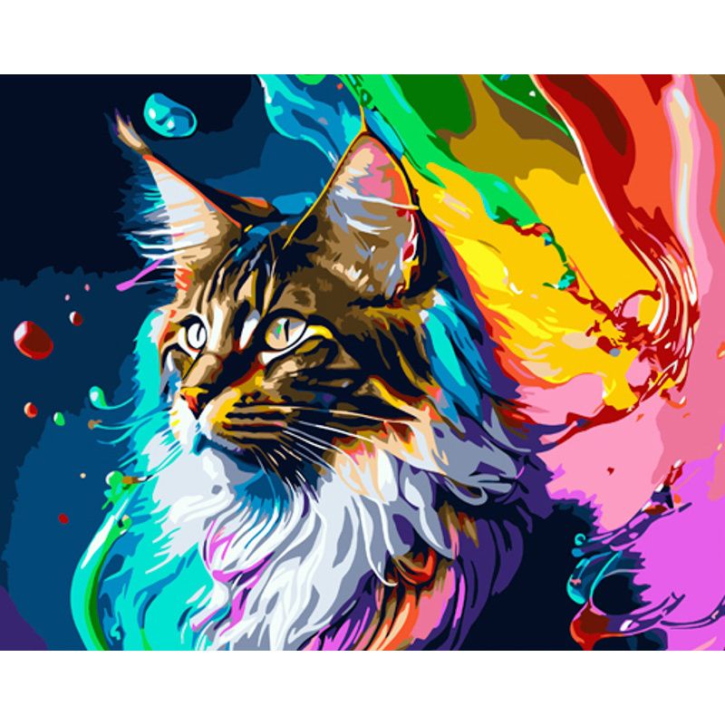 Картина за номерами "Різнобарвний котик" ★★★★