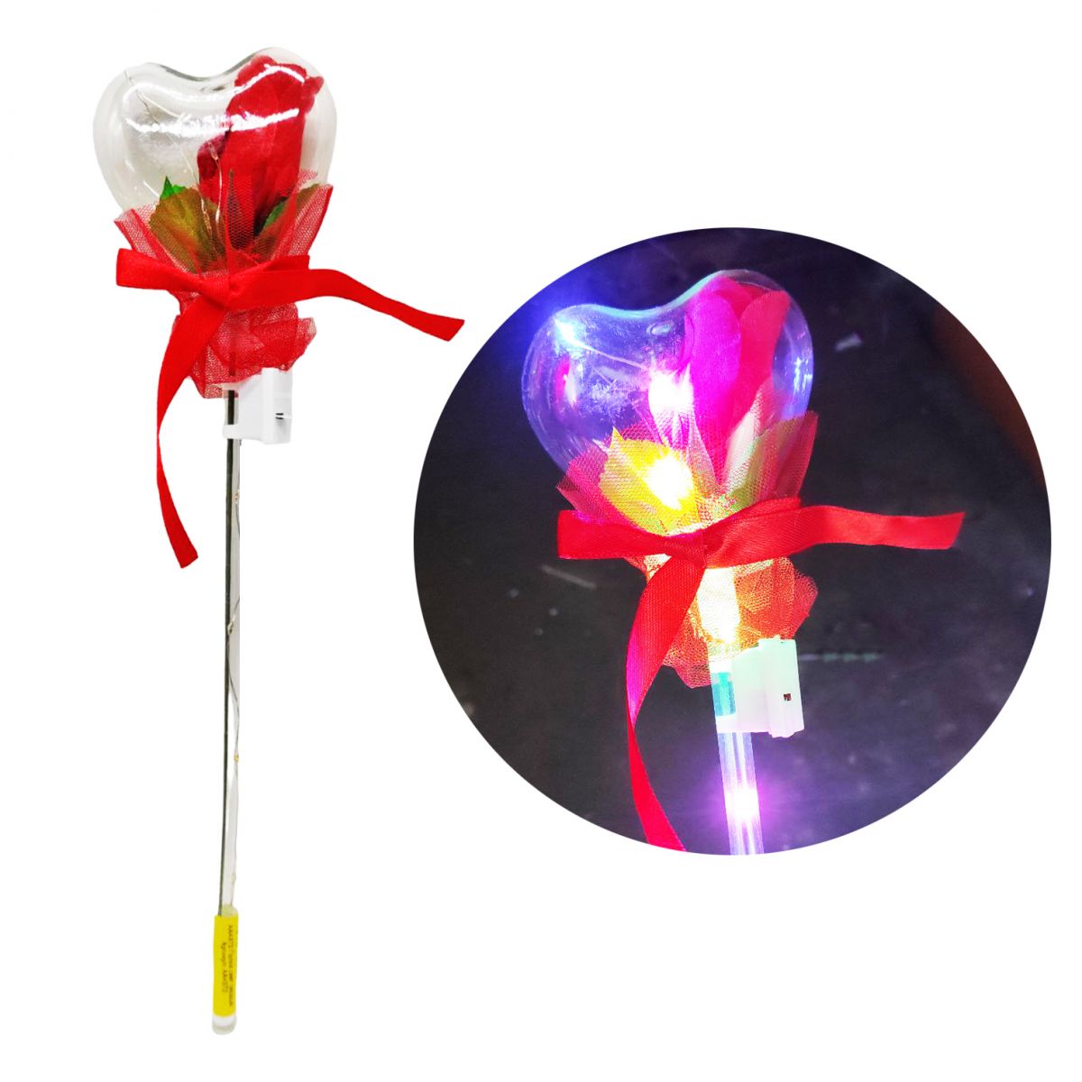 Палочка-светяшка "Роза в сердце" (36 см)