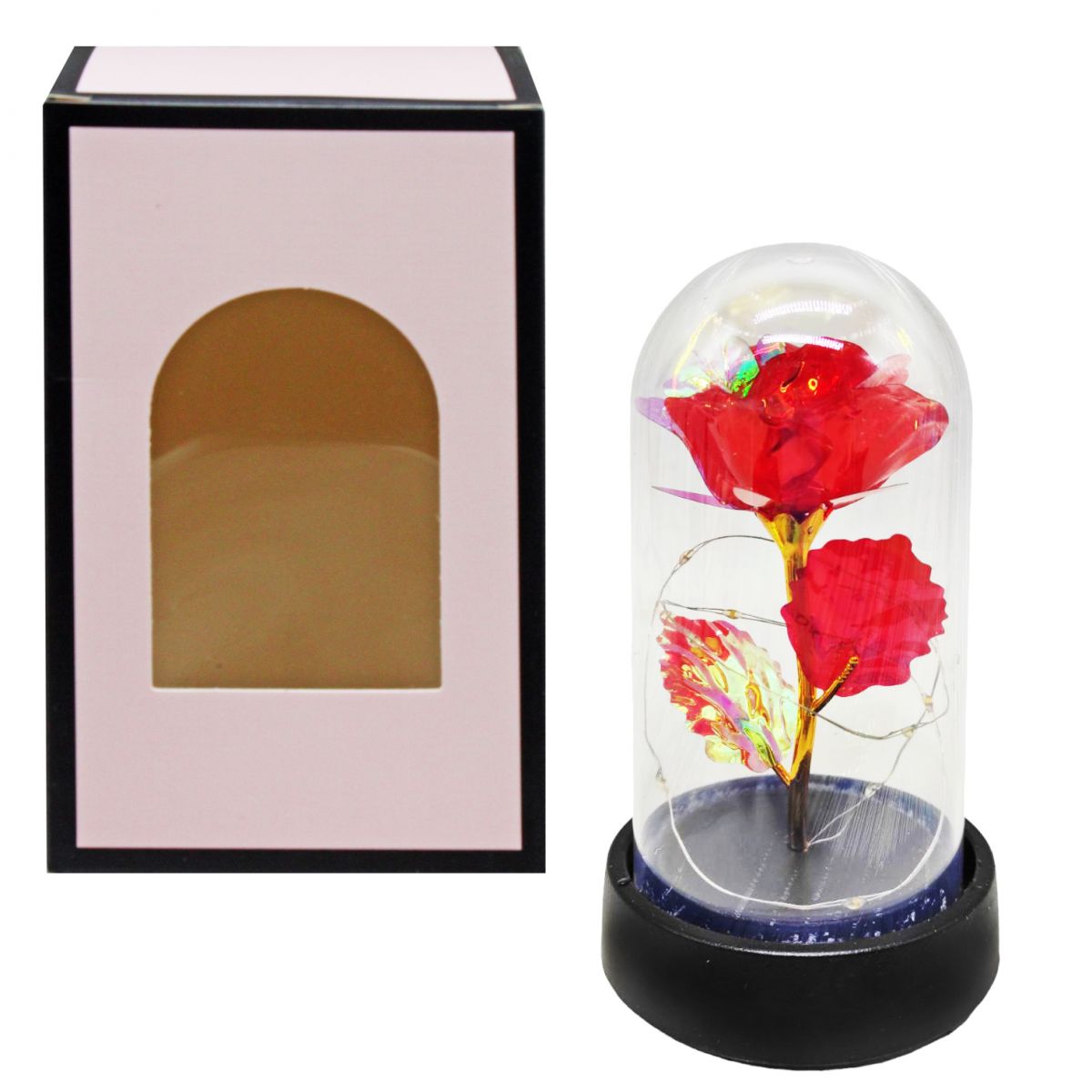 Троянда в колбі, з підсвіткою (червона)  фото 1