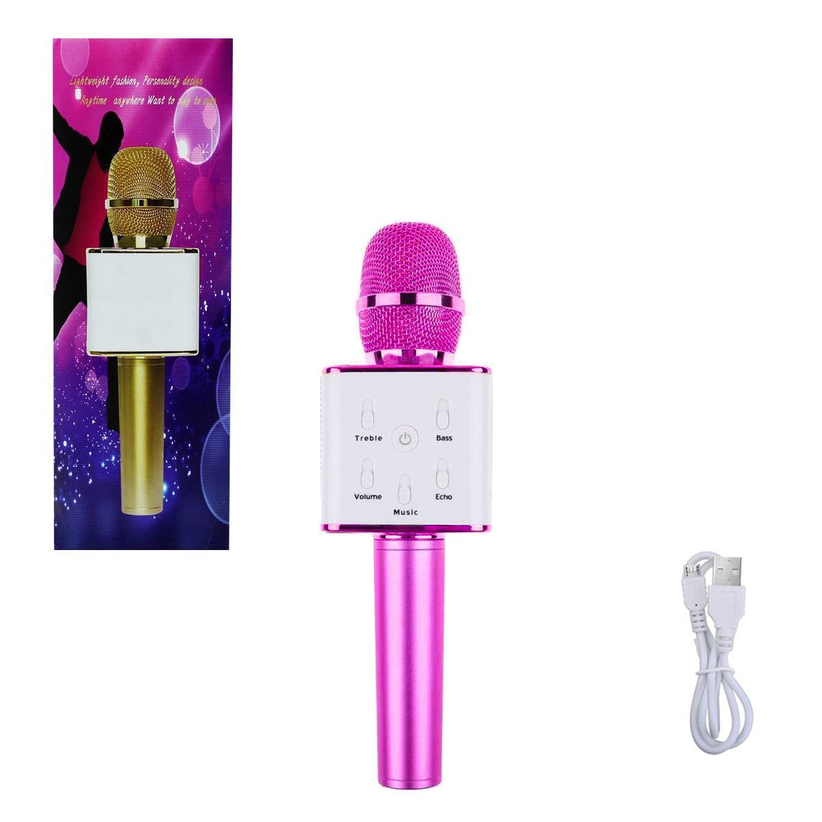 Уцінка.  Безпровідний мікрофон-караоке (рожевий) - Пошкоджена упаковка/відсутній USB-кабель