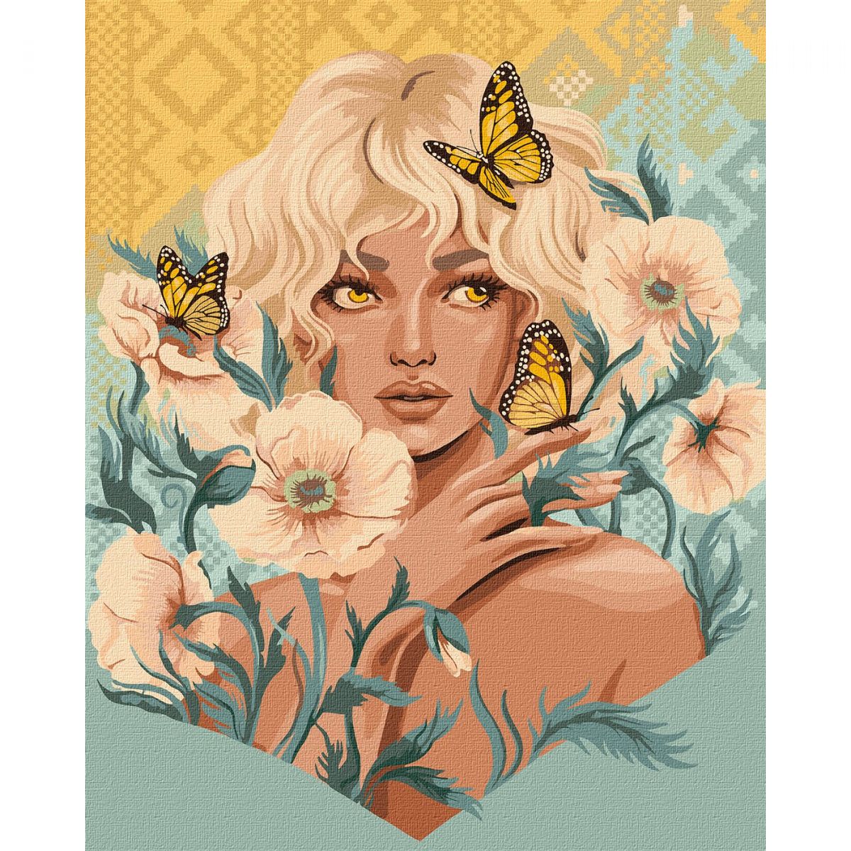 Картина по номерам "Девушка с бабочками" 40х50 см