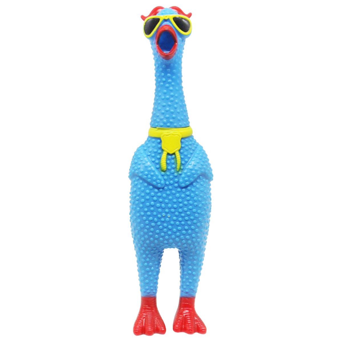 Резиновая игрушка-пищалка "Кричащая курица" (голбой)