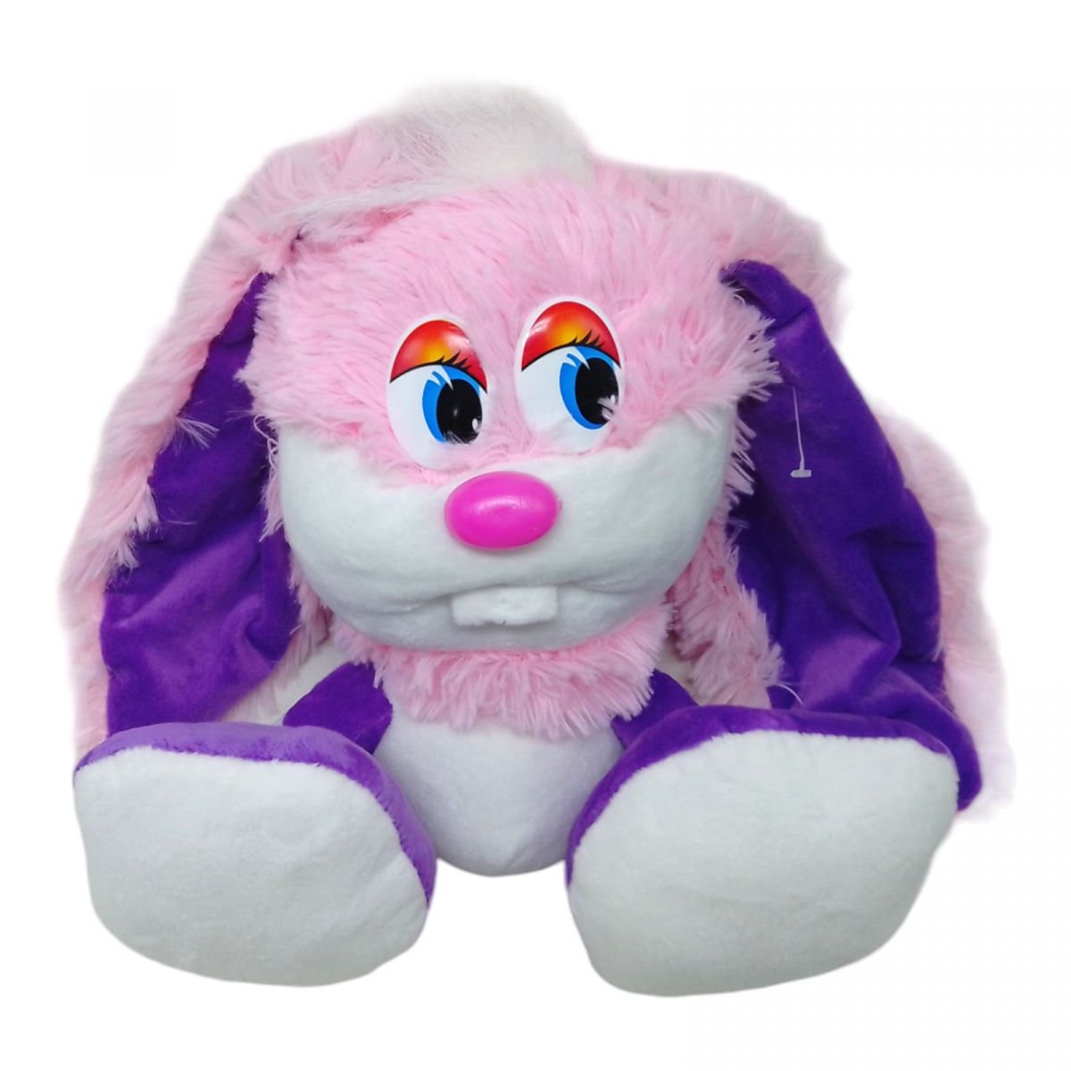 Мʼяка іграшка "Зайка-коротунчик", 30 см, рожевий з фіолетом