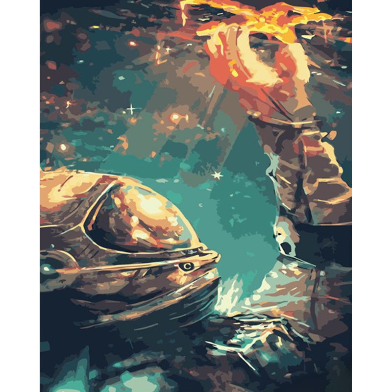 Картина по номерам "Прикосновение космонавта" 40х50 см