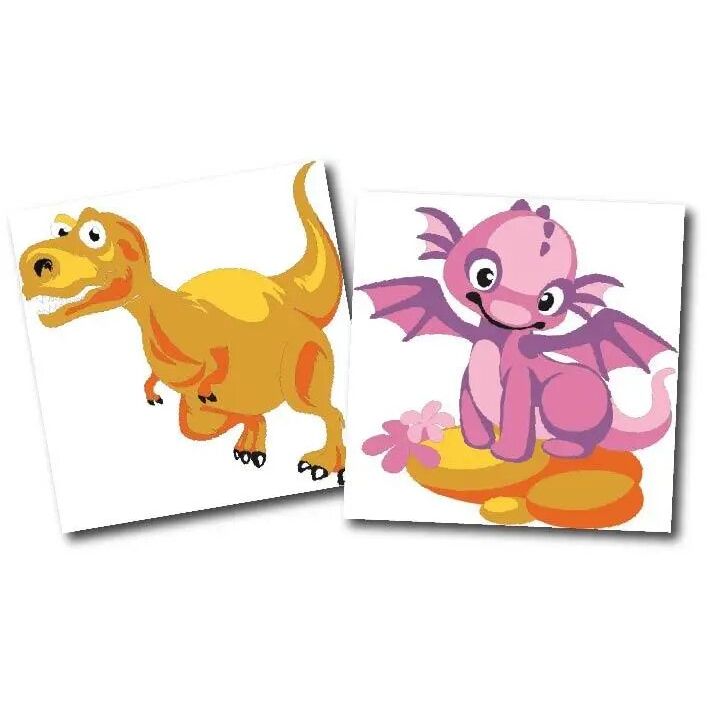 Картины по номерам (набор 2 шт) "Динозаврики" 15х15 см