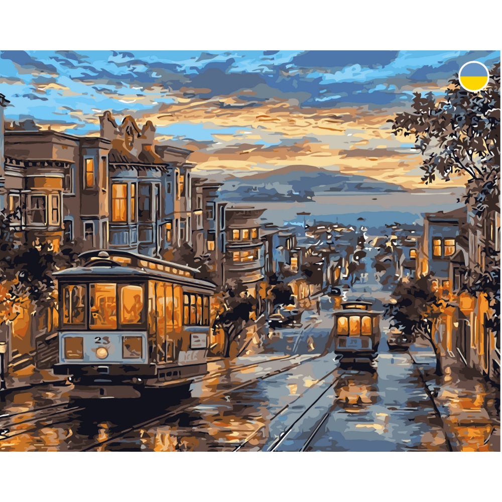 Картина по номерах "Вечірній трамвай" 40x50 см