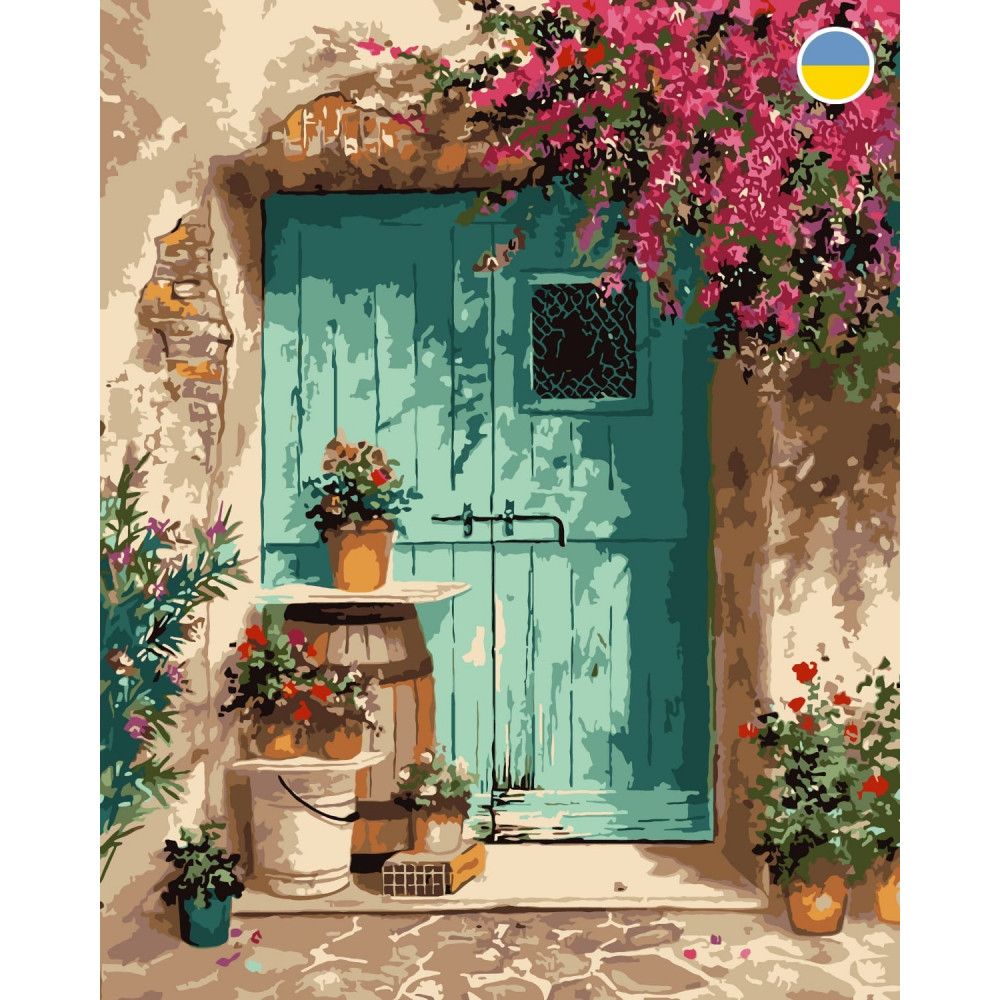 Картина по номерам "Дверь в цветах" 40x50 см
