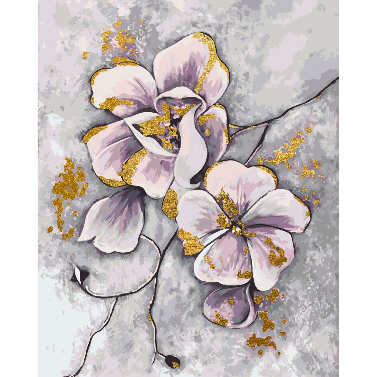 Картина по номерах "Квіти; з фарбами золото металік" 40x50 см