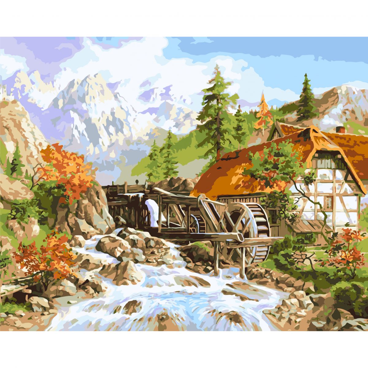 Картина по номерах "Будинок у горах" 40x50 см