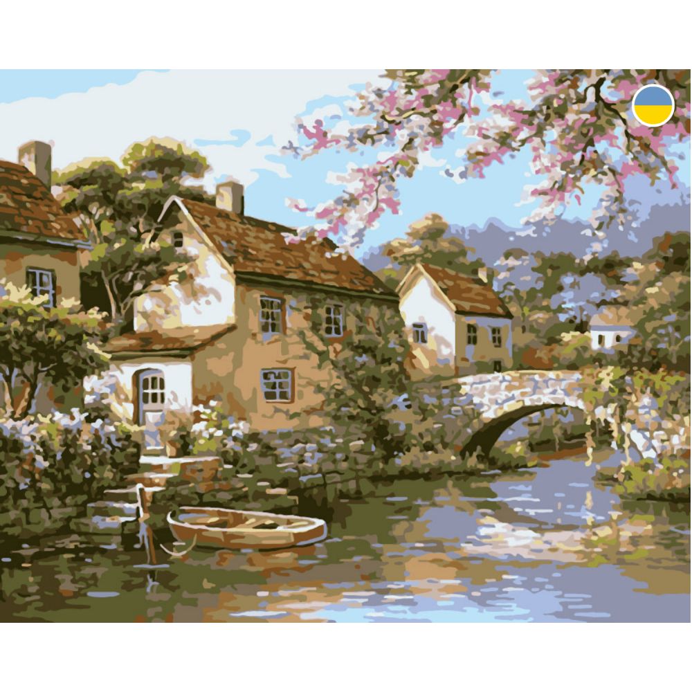 Картина по номерах "Будиночок біля річки" 40x50 см