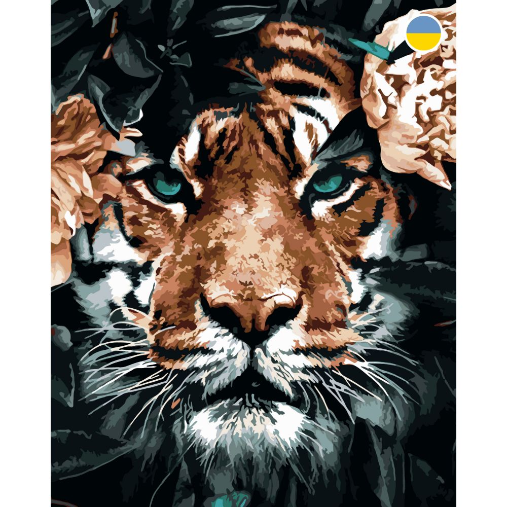 Картина по номерам "Тигр в листве" 40x50 см