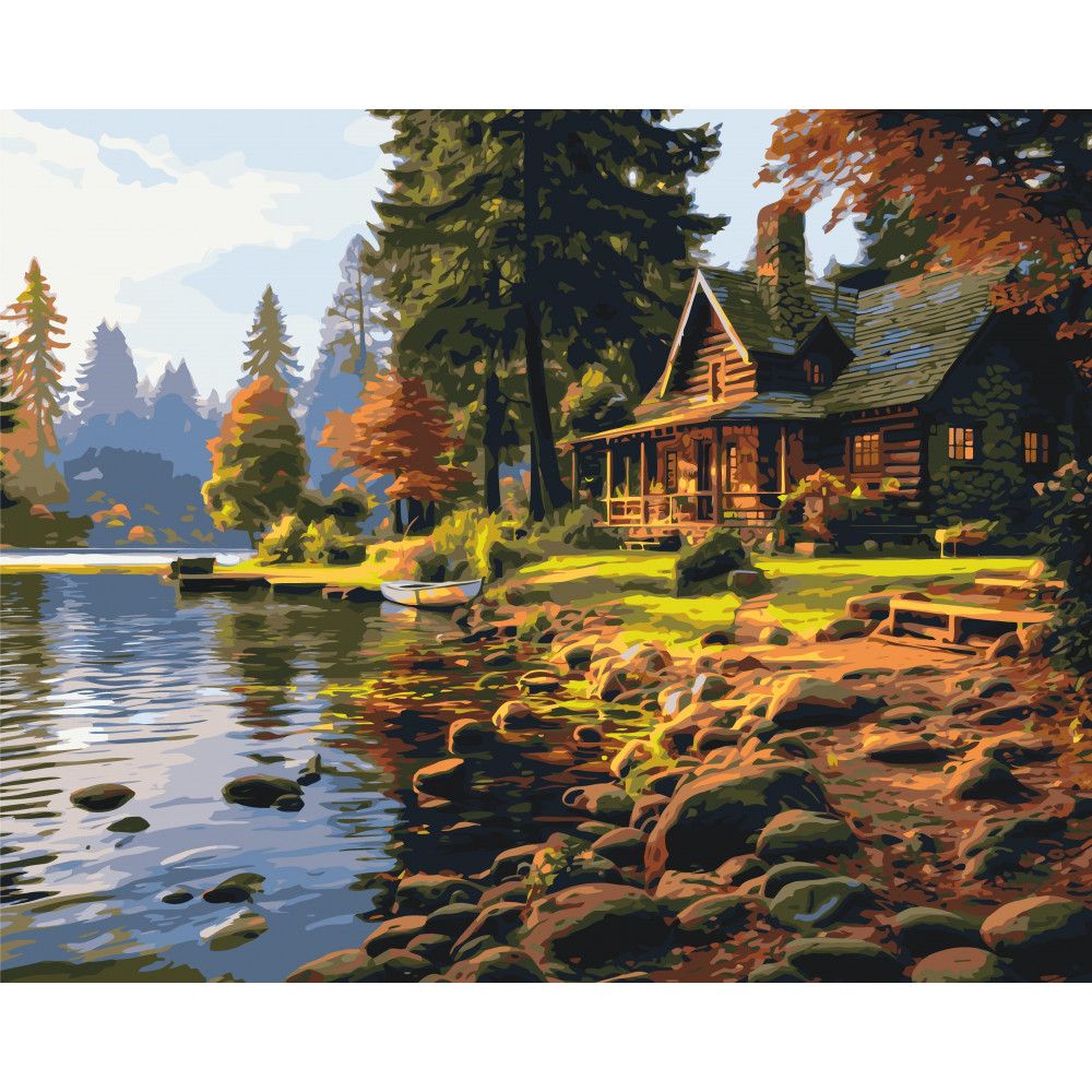 Картина по номерах "Лісовий будинок" 40x50 см