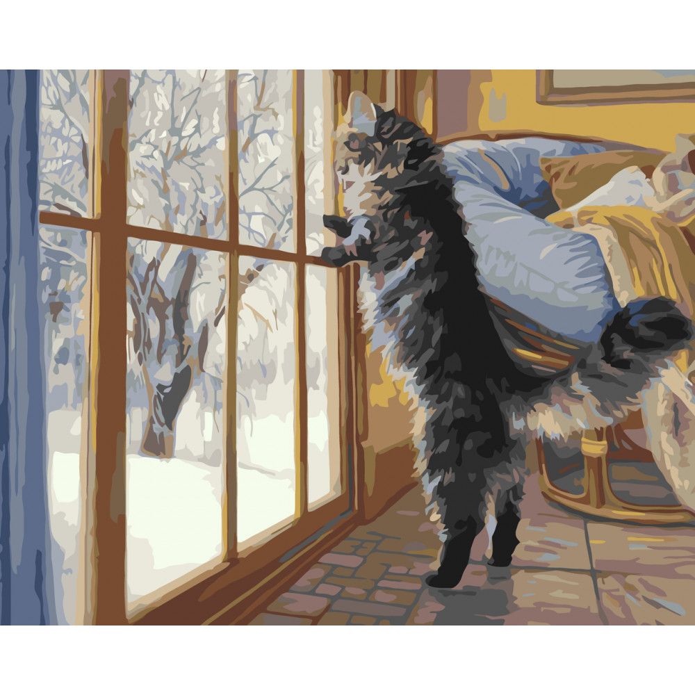Картина по номерах "Котик біля вікна" 40x50 см