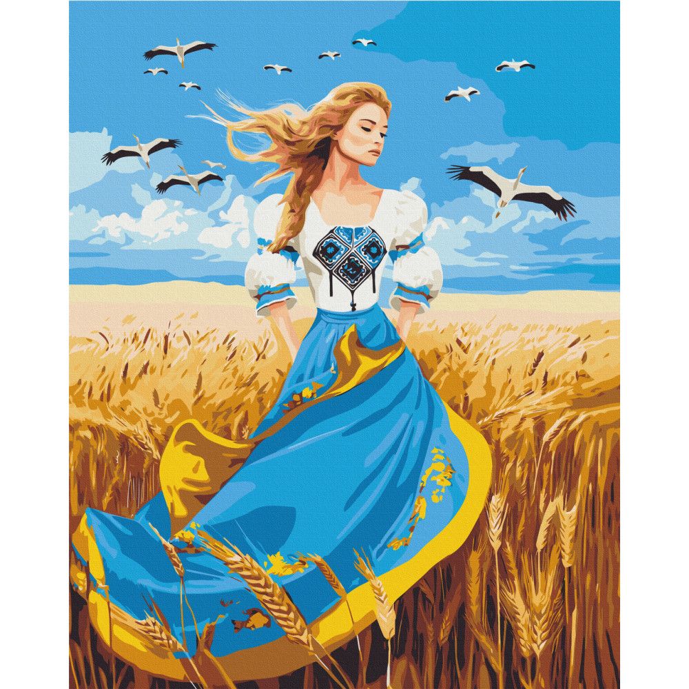 Картина по номерах "Дівчина у патріотичній сукні" 40x50 см