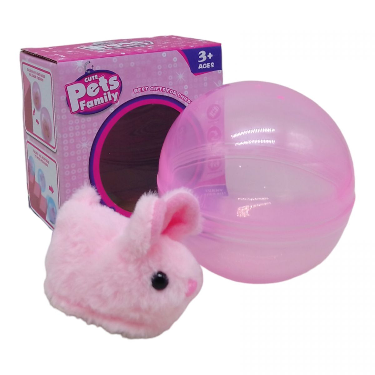 Тваринка інтерактивна в кулі "Pets Family: Кролик" (рожевий)