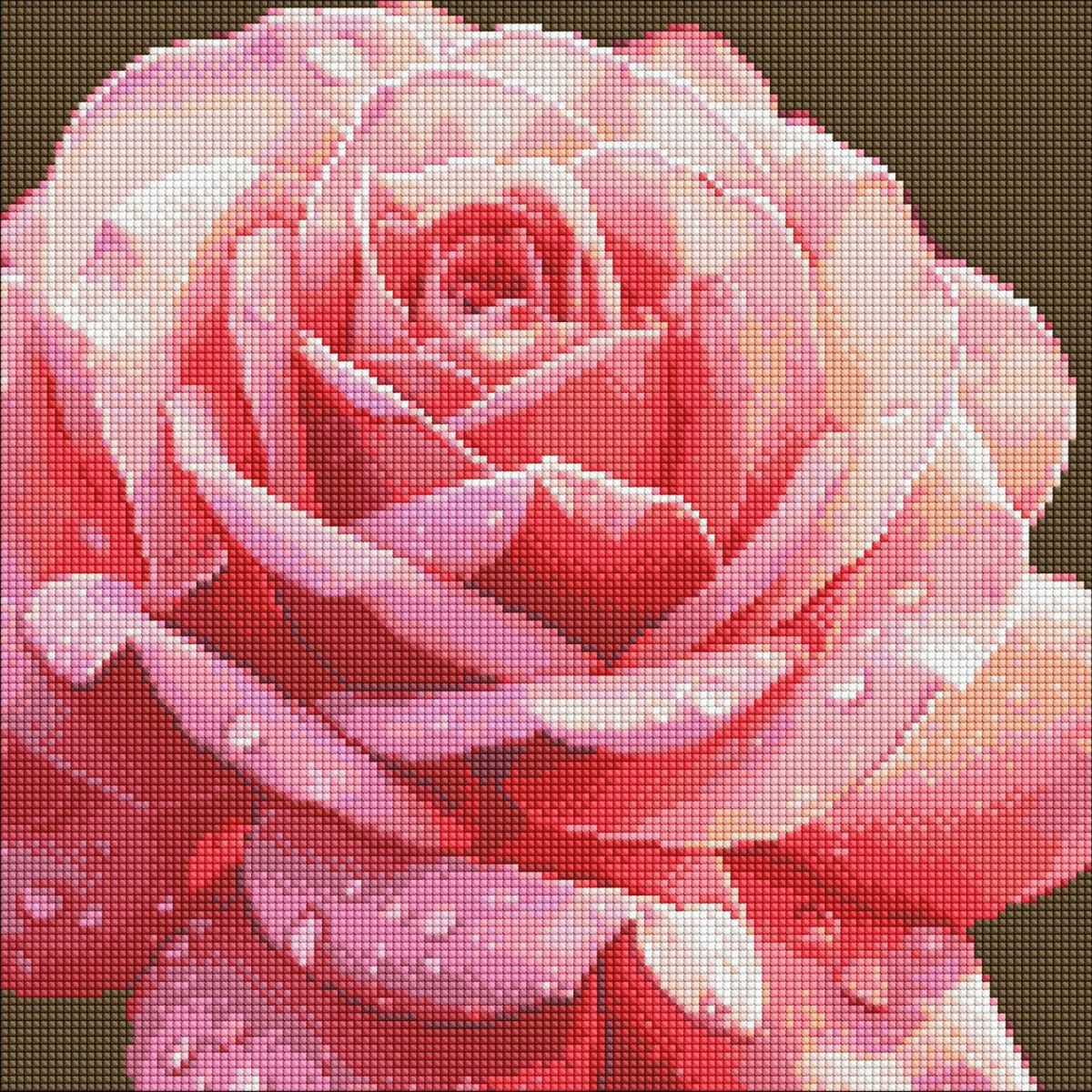 Алмазная мозаика без подрамника "Совершенная роза" 40х40 см