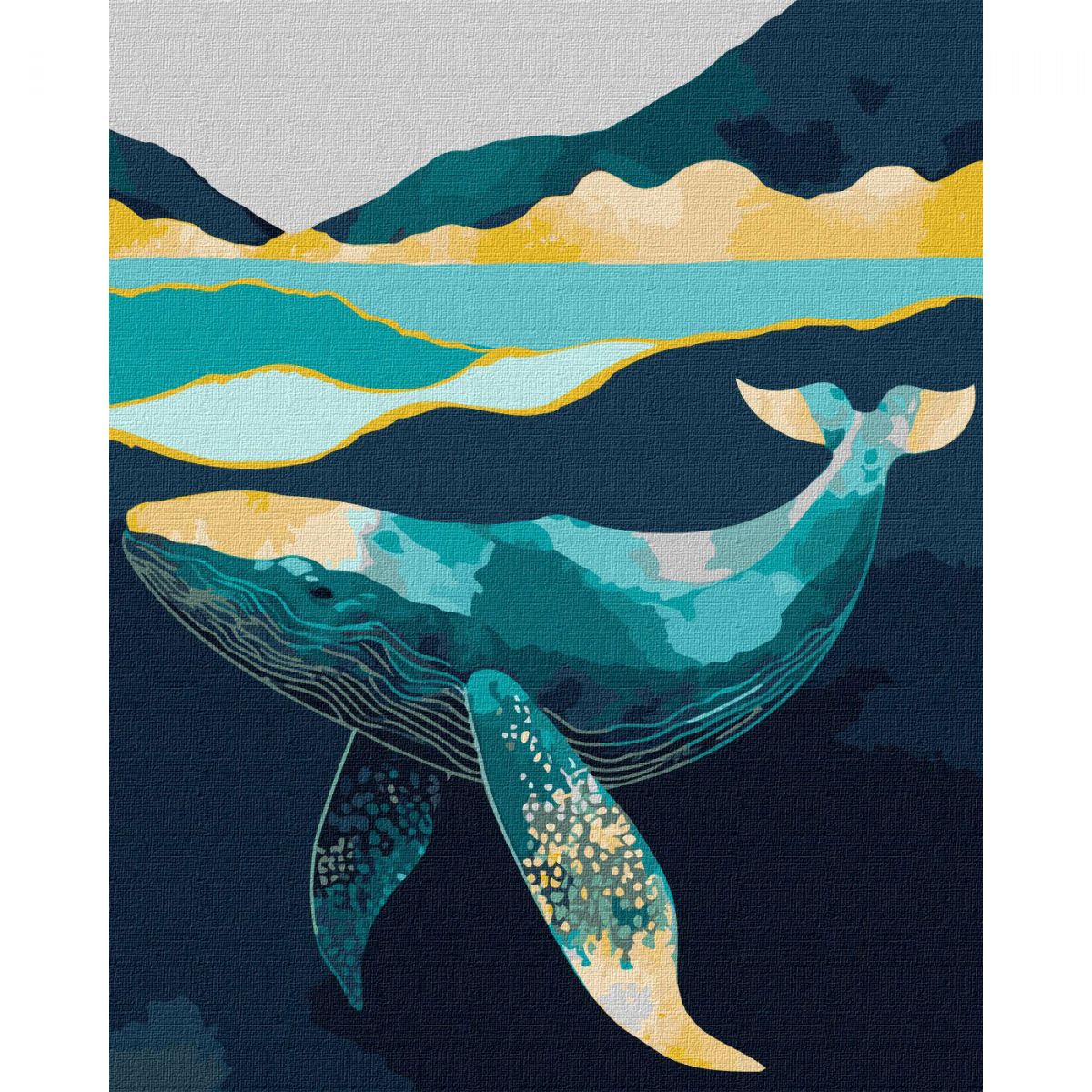 Картина за номерами з фарбами металік "Витончений кит" 40х50 см