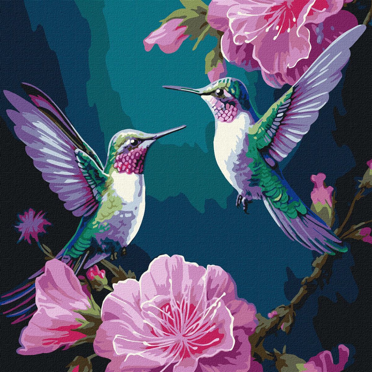 Картина по номерам с красками металлик "Сказочные птицы" 40х40 см