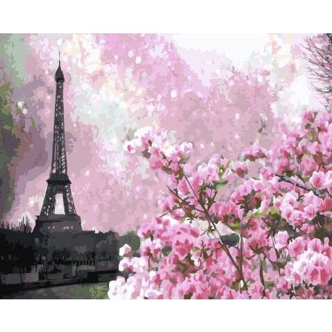 Картина за номерами "Сакура в Парижі" 40х50 см