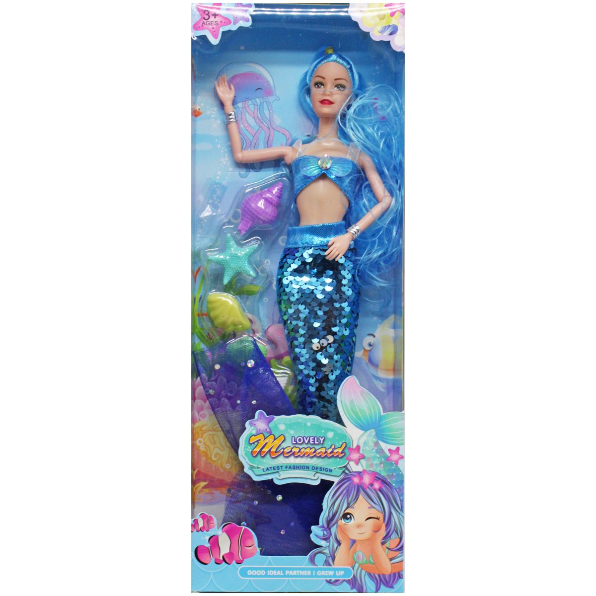 Кукла "Lovely mermaid" (голубой)