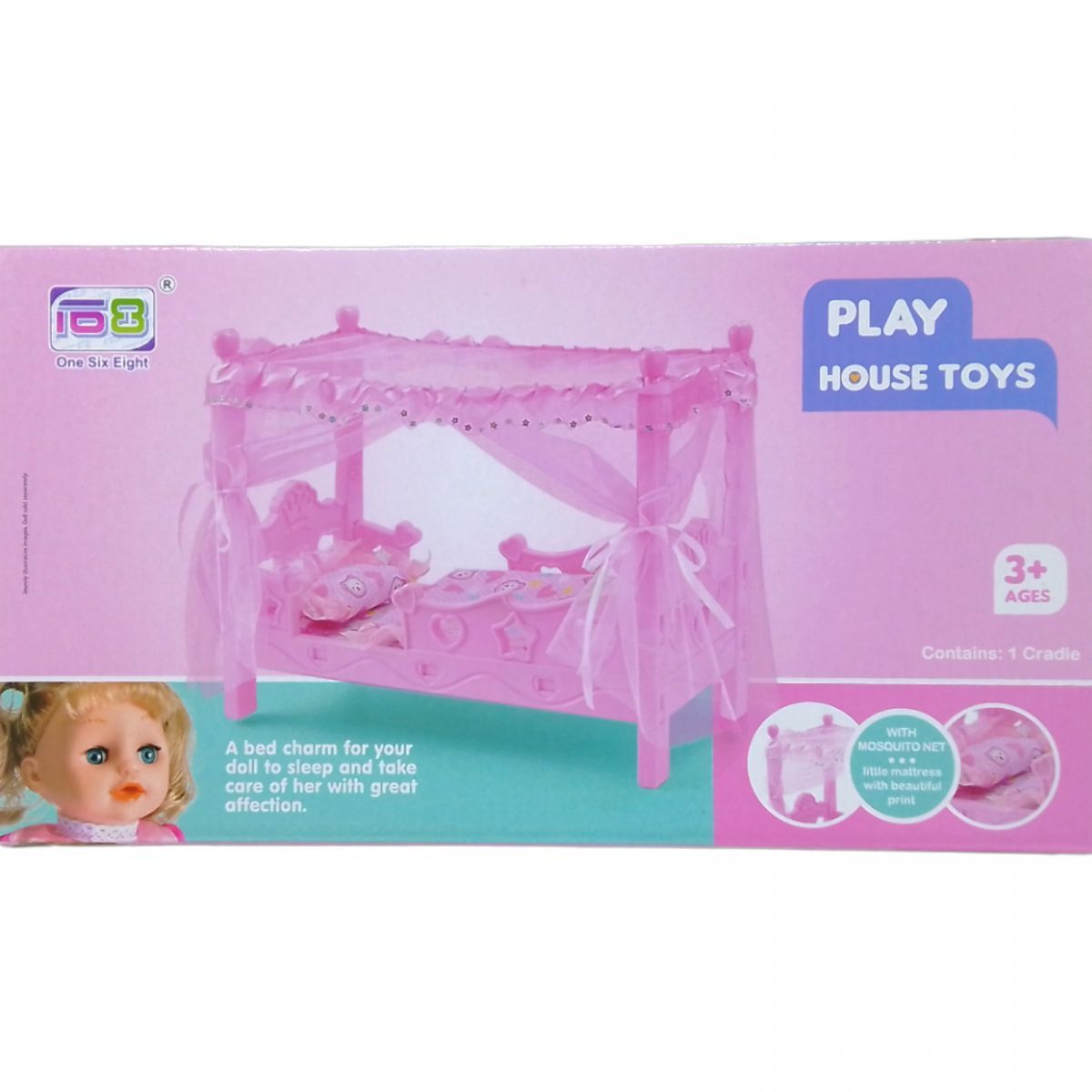 Уцінка.  Ліжко для ляльки "Playhouse toys" дефект в пластику, прим'ята упаковка