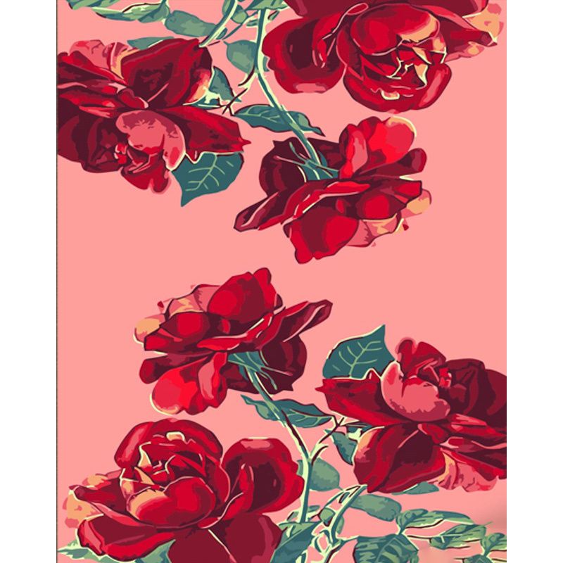 Картина за номерами "Троянди на рожевому фоні" ★★★ 40х50 см