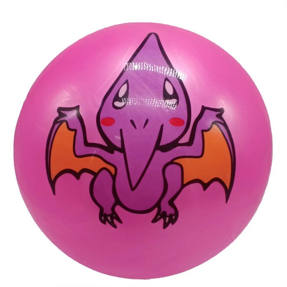 Мяч резиновый "Динозаврики" 23 см (розовый)