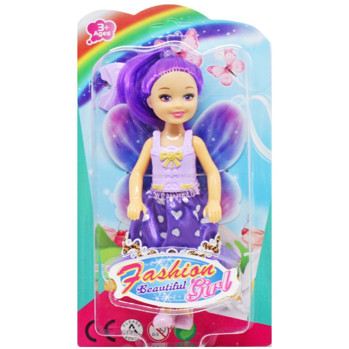 Уценка.  Кукла "Fashion girl: Фея", 13,5 см, фиолетовая - треснут блистер
