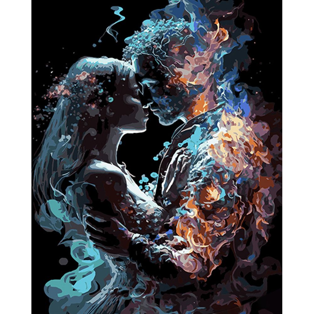 Картина по номерам на черном фоне "Лед и пламя" 40х50